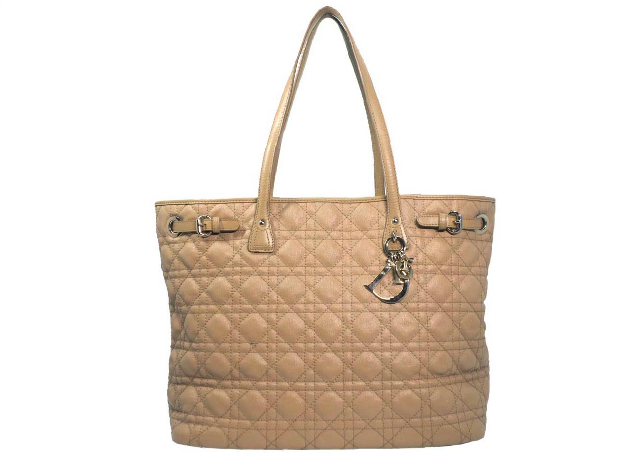 Dior Beige PVC Canvas Coated Cannage Panarea Tote Medium Document Horizontal Bag