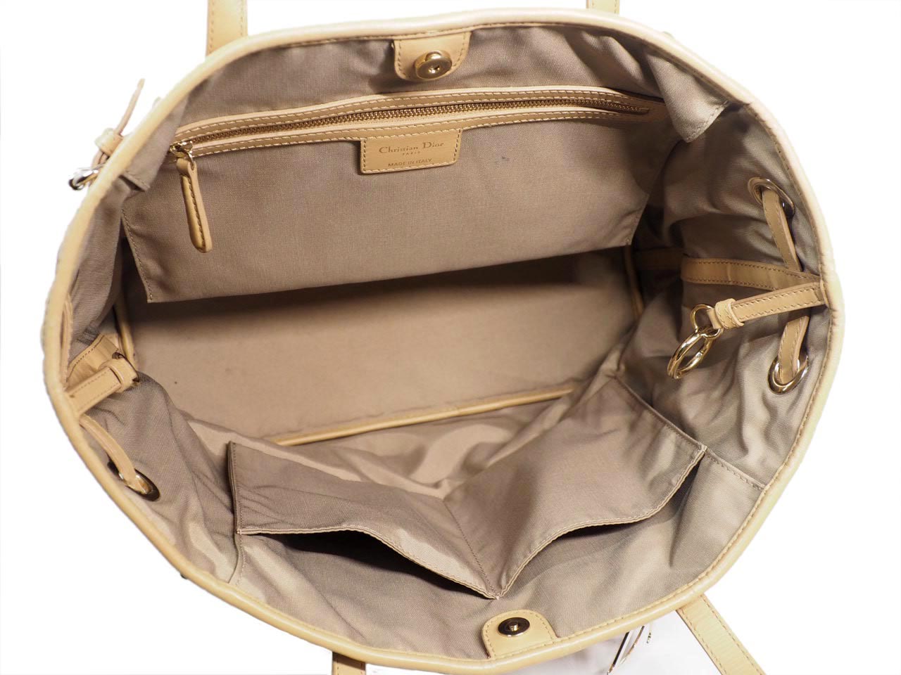 Dior Beige PVC Canvas Coated Cannage Panarea Tote Medium Document Horizontal Bag - Image 6