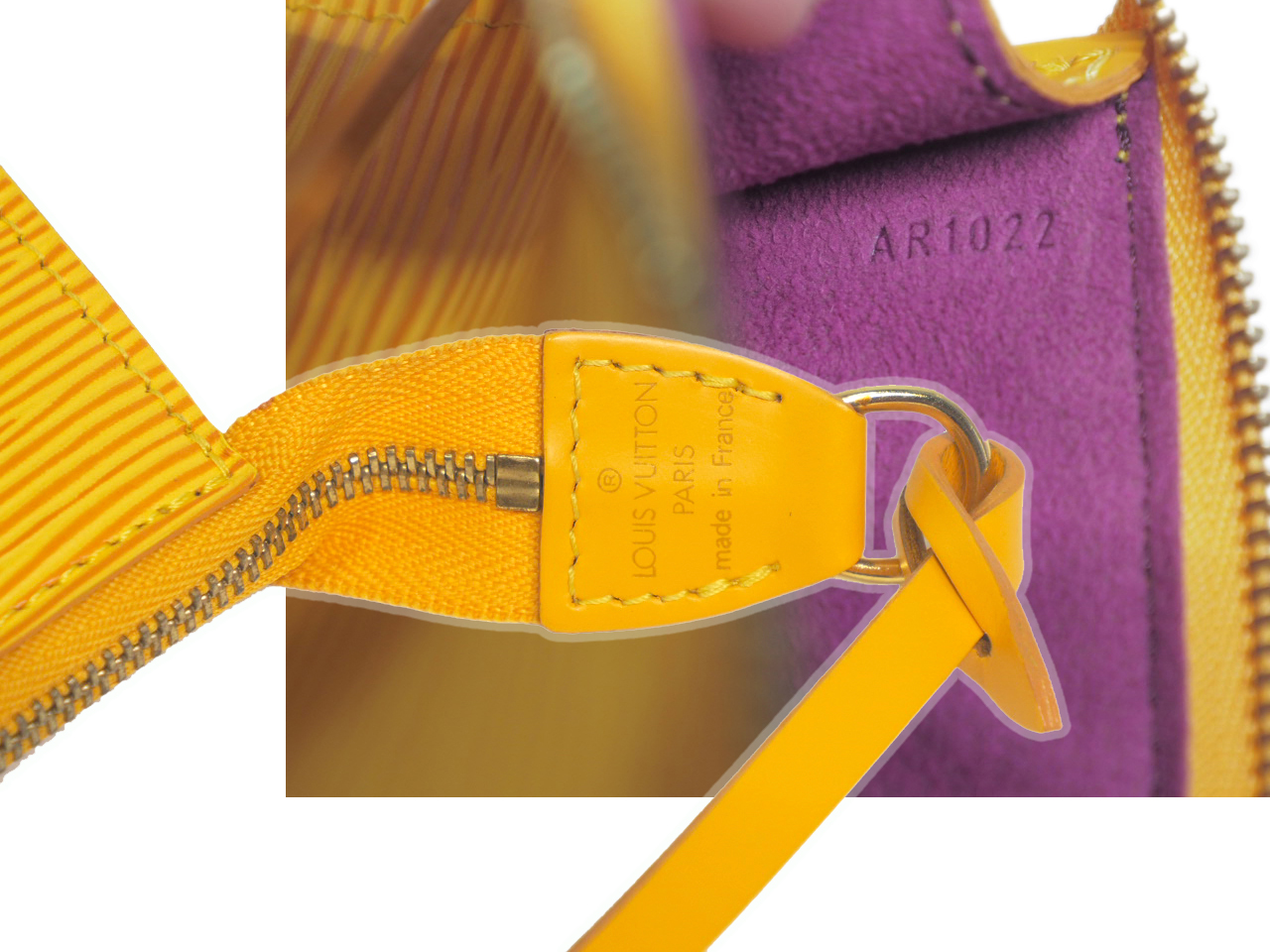 Louis Vuitton Epi Leather Yellow/ Purple Accessories Pouch (AR1022) - Image 7