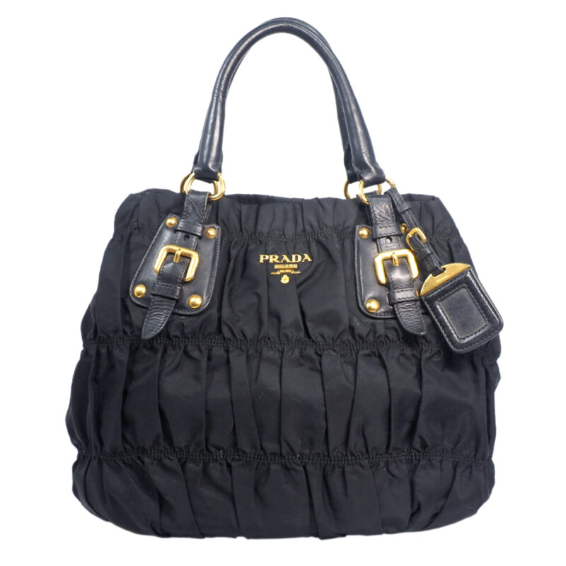 Prada Black BN1336 Tessuto Gaufre Shopping Tote with Receipt With Strap