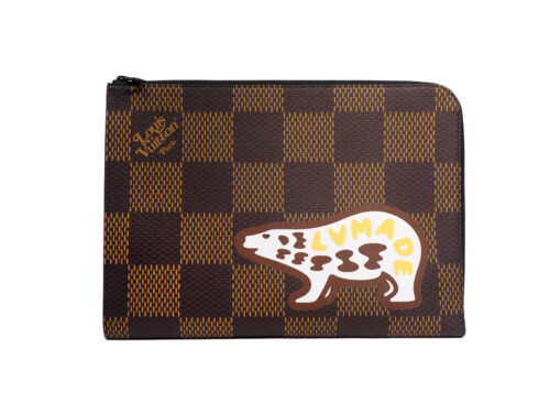 Louis Vuitton N60390 Giant Damier Ebene Canvas L-Zip Laptop Pochette Jour GM in Playful Bear (TY3230)