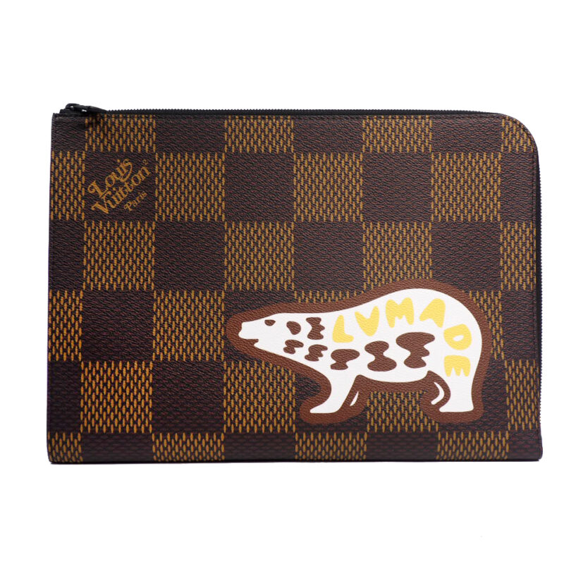 Louis Vuitton N60390 Giant Damier Ebene Canvas L-Zip Laptop Pochette Jour GM in Playful Bear (TY3230)