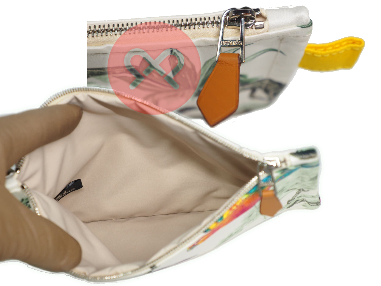 Hermes Flat Equateur Tendance Jungle Flat Case Silk Bird/ Monkey Cosmetic Trousse De Toilette Pouch - Image 5
