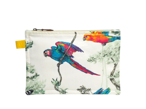 Hermes Flat Equateur Tendance Jungle Flat Case Silk Bird/ Monkey Cosmetic Trousse De Toilette Pouch