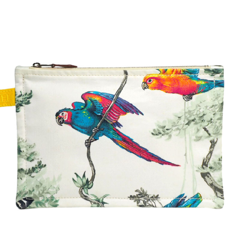 Hermes Flat Equateur Tendance Jungle Flat Case Silk Bird/ Monkey Cosmetic Trousse De Toilette Pouch