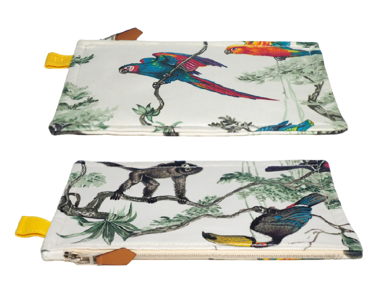 Hermes Flat Equateur Tendance Jungle Flat Case Silk Bird/ Monkey Cosmetic Trousse De Toilette Pouch - Image 3