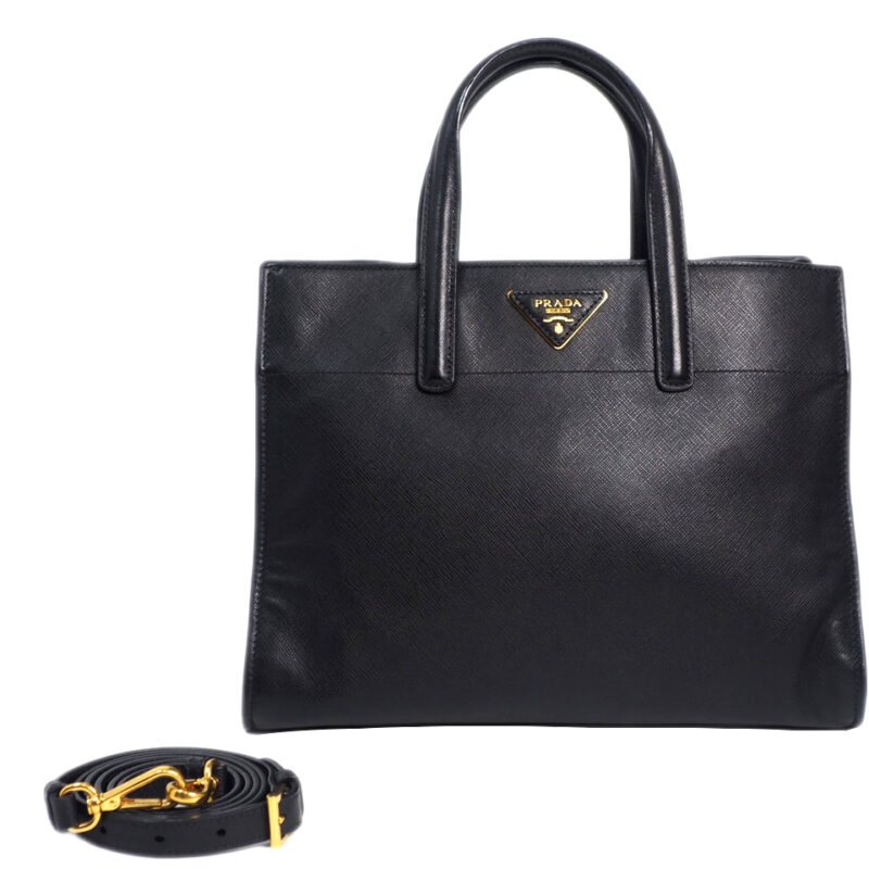 Prada Black Soft Calf Triple Pocket Convertible Tote Bag- 7/ 173