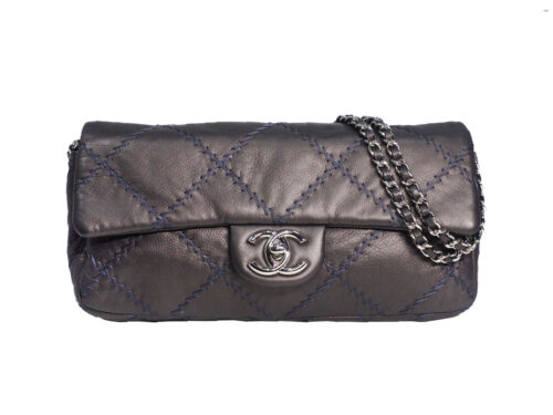 Chanel 15905613 Dark Grey Quilted Leather Ultimate Stitch Flap Wallet on Chain Bag