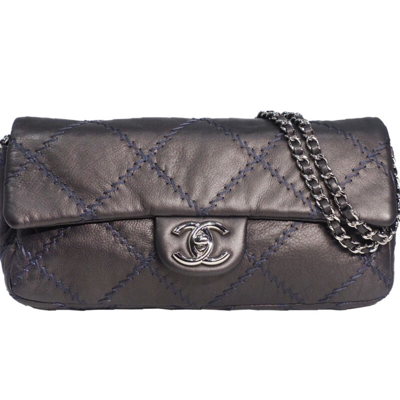 Chanel 15905613 Dark Grey Quilted Leather Ultimate Stitch Flap Wallet on Chain Bag