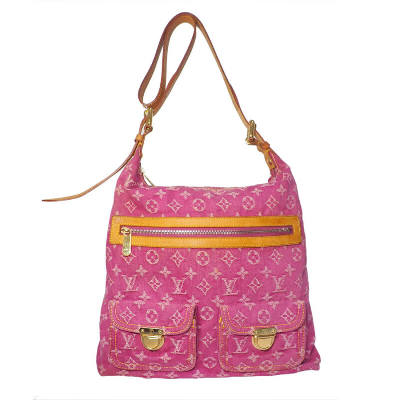 Louis Vuitton M95210 Monogram Denim Fuchsia Baggy GM Hobo Crossbody Bag with detachable Shoulder Strap (SL0026)