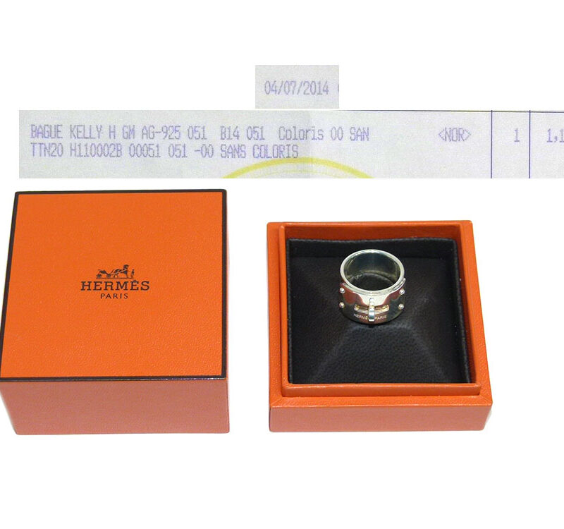 Hermes Silver 925 Kelly Ring, Large Model, GM Size 50
