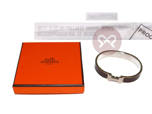 Hermes Clic HH Bracelet 0.5" Narrow Bronze in Brushed Palladium Hardware