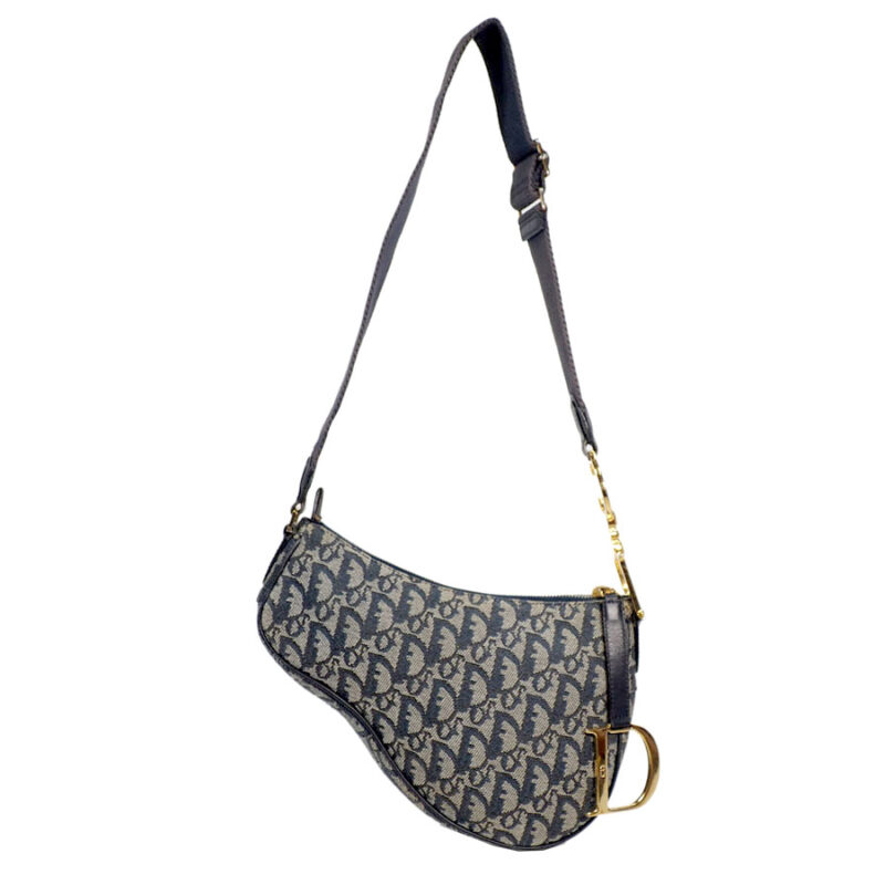 Dior Denim Blue Diorissimo Canvas/ Leather Saddle Bag