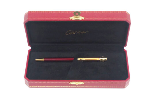 Cartier Santos De Cartier Ballpoint Pen Small Model, Burgundy Lacquer,  Gold Finish Pen