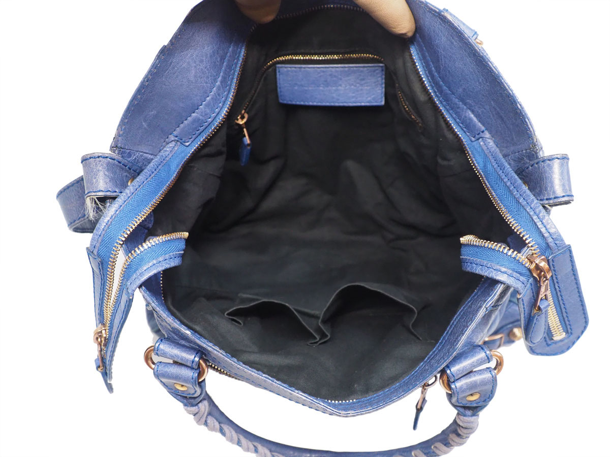 Balenciaga 282010 Blue Velo Giant 12 Rose Gold Hardware Motocycle 3-way Bag - Image 13