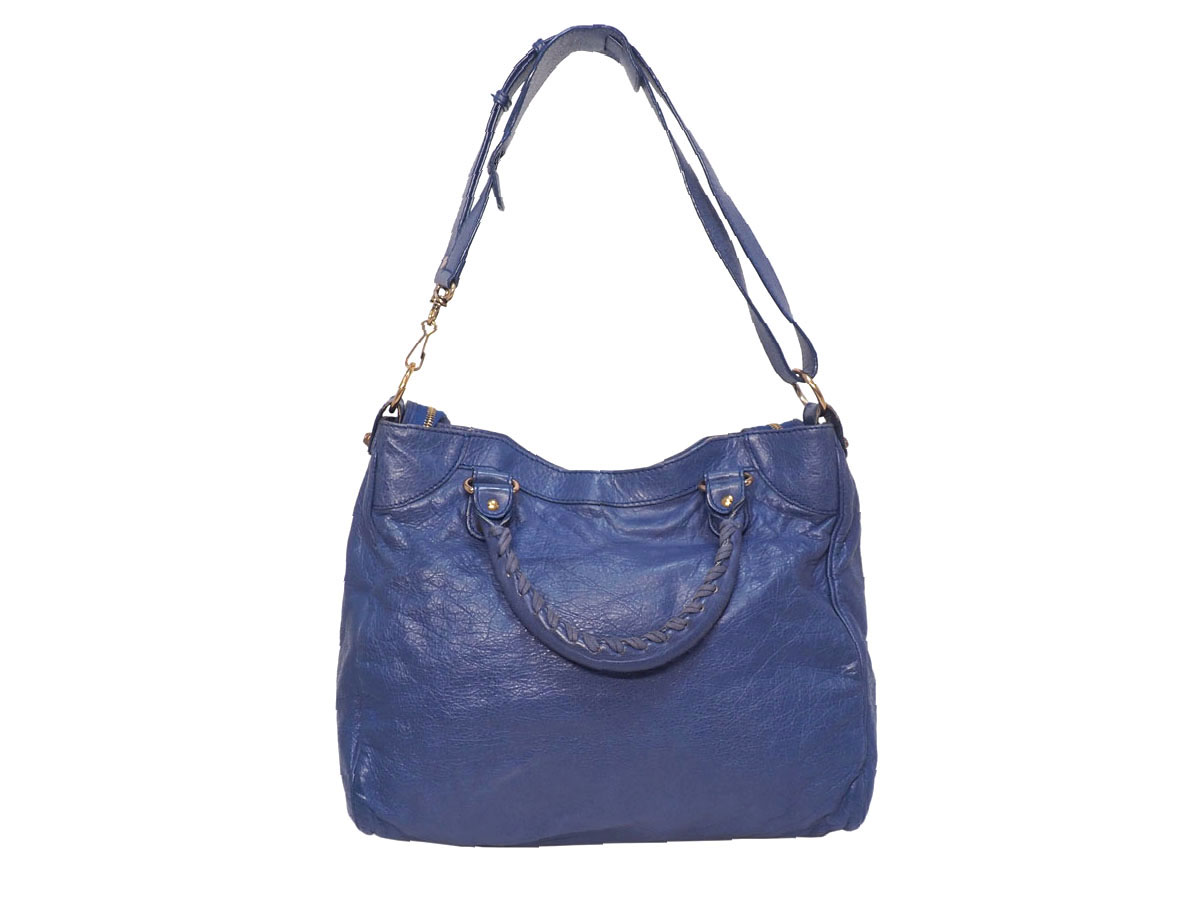 Balenciaga 282010 Blue Velo Giant 12 Rose Gold Hardware Motocycle 3-way Bag - Image 3