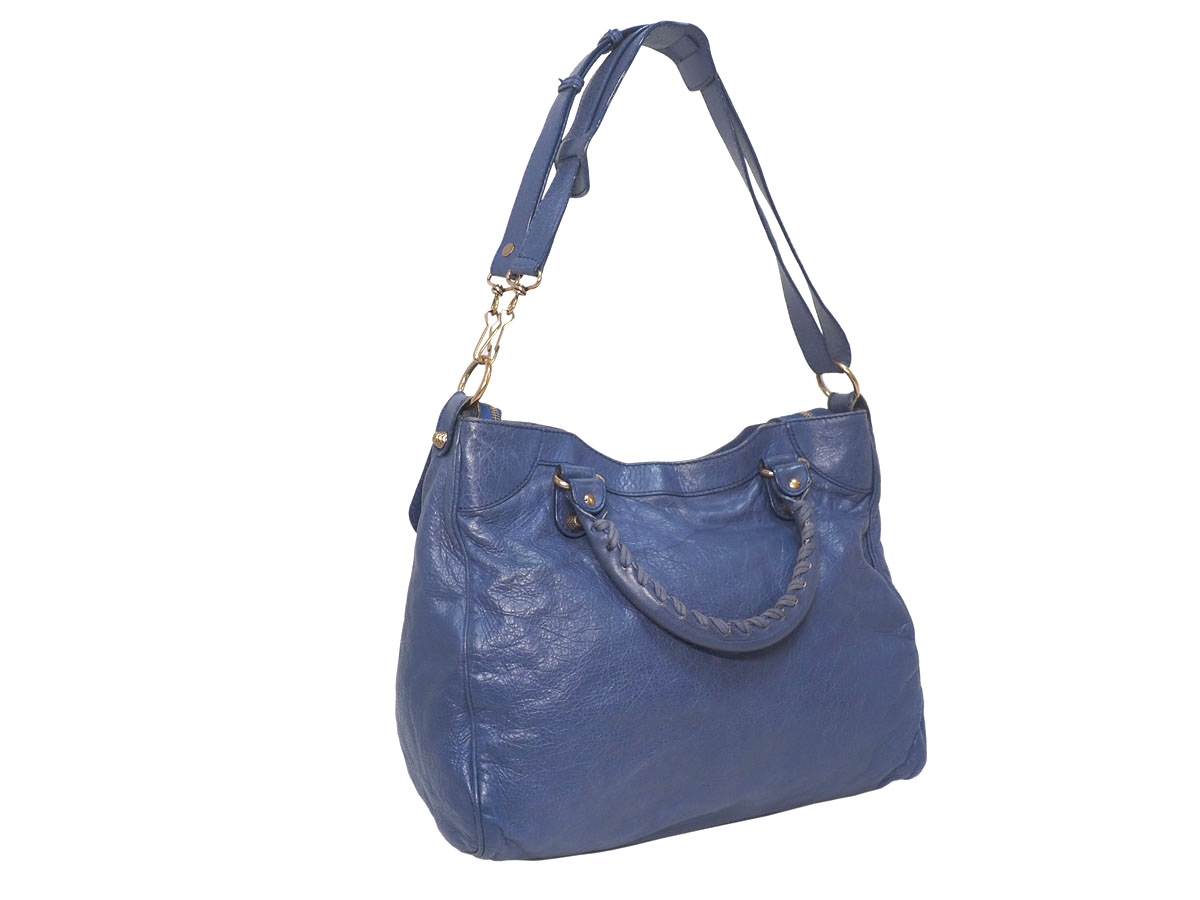 Balenciaga 282010 Blue Velo Giant 12 Rose Gold Hardware Motocycle 3-way Bag - Image 4
