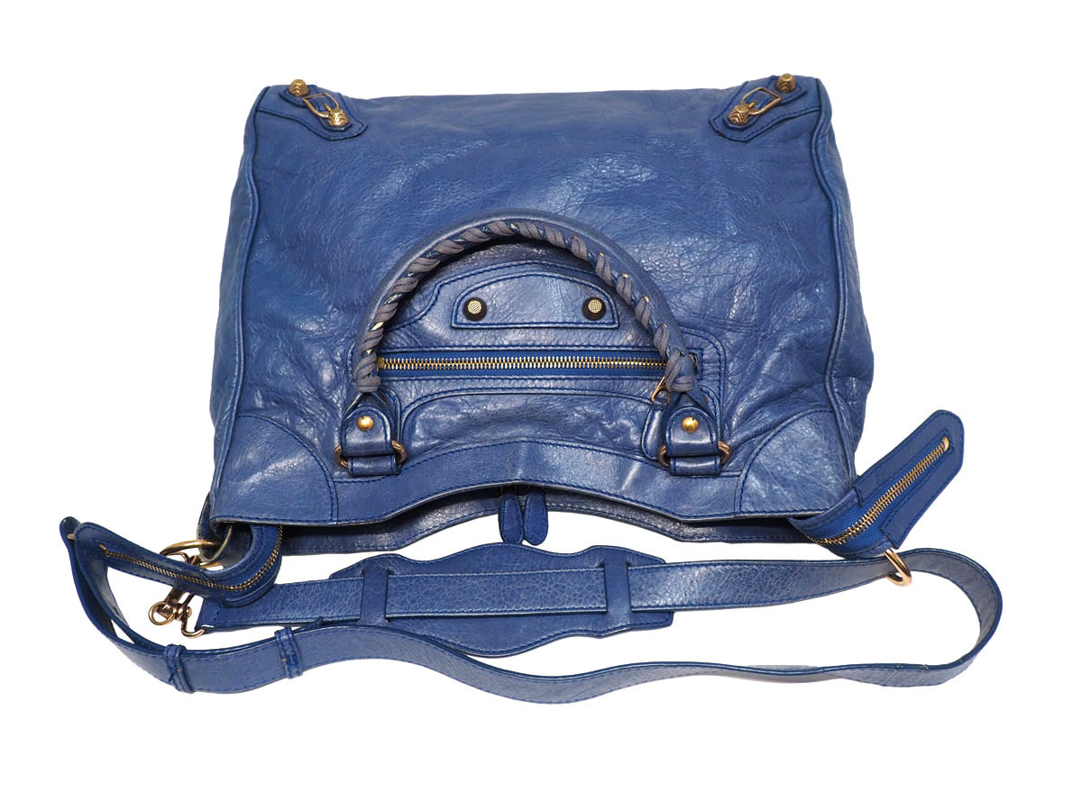 Balenciaga 282010 Blue Velo Giant 12 Rose Gold Hardware Motocycle 3-way Bag - Image 10