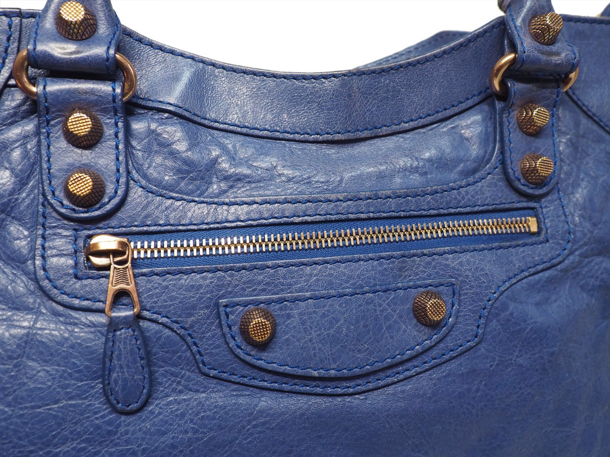 Balenciaga 282010 Blue Velo Giant 12 Rose Gold Hardware Motocycle 3-way Bag - Image 11