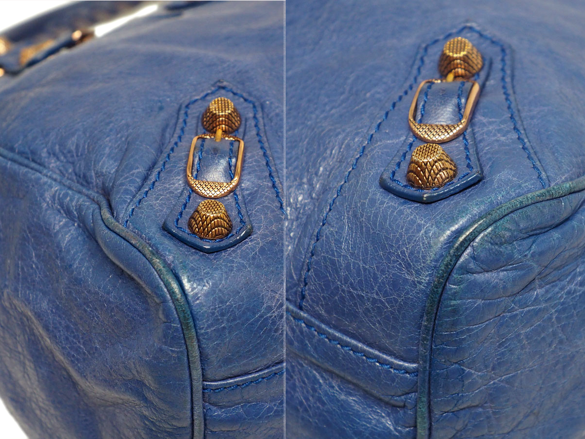 Balenciaga 282010 Blue Velo Giant 12 Rose Gold Hardware Motocycle 3-way Bag - Image 12