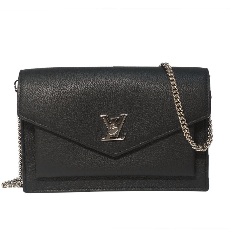 Louis Vuitton M63471 Black Calf Leather MYLOCKME Chain Pochette