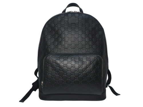 Gucci 406370 Black GG Guccissima Leather Laptop Backpack