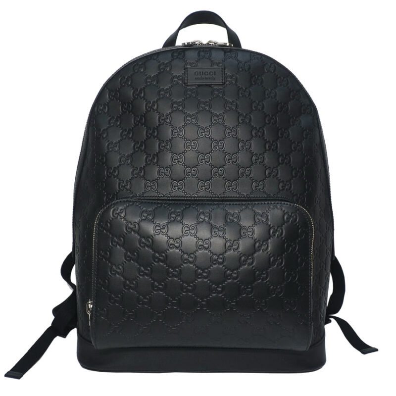 Gucci 406370 Black GG Guccissima Leather Laptop Backpack