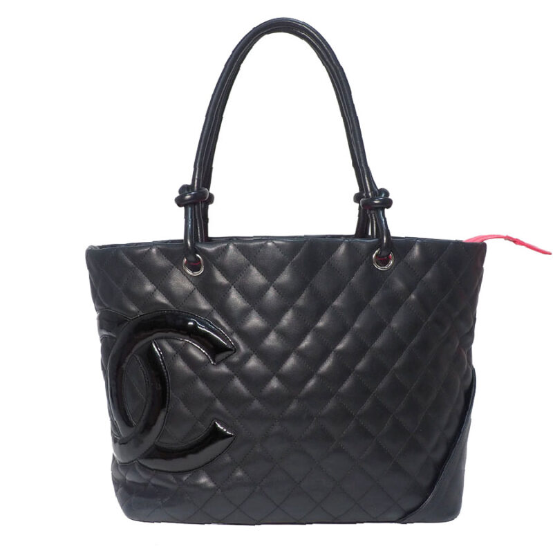 Chanel 15135898 Cambon Quilted Black CC Shopping Large Tote