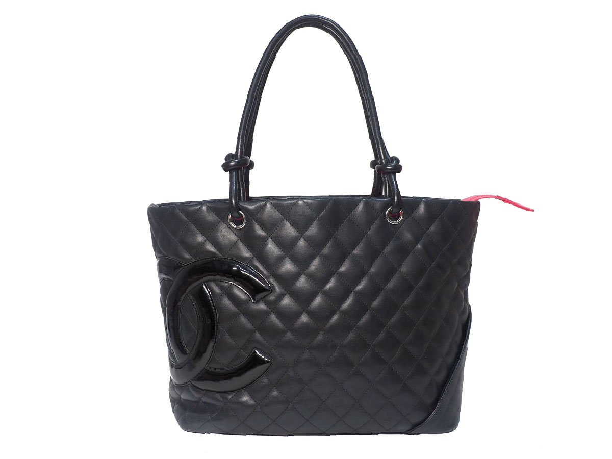 Chanel 15135898 Cambon Quilted Black CC Shopping Large Tote