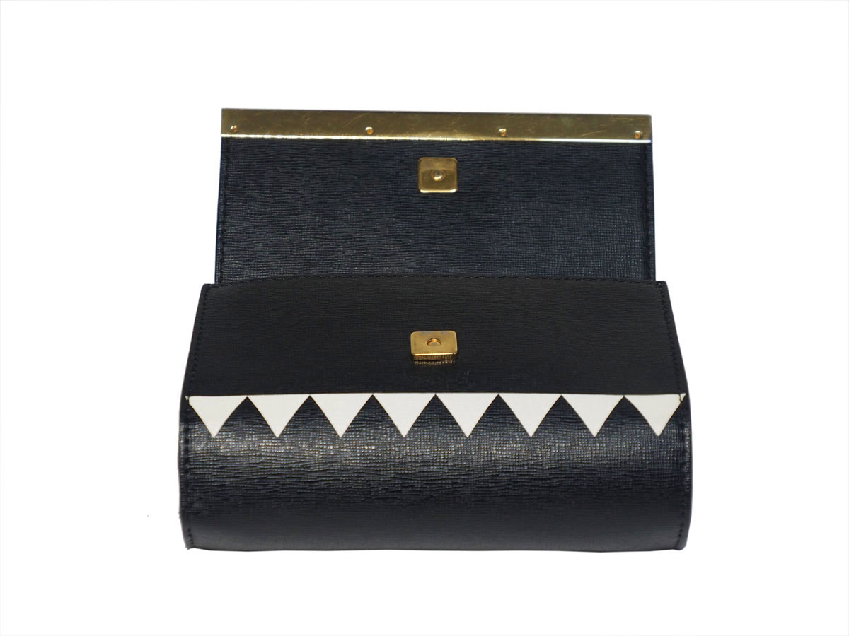 Fendi 8M0322 Studded Monster Black Calf Leather Multifunction Wallet on Chain Gold Hardware - Image 6
