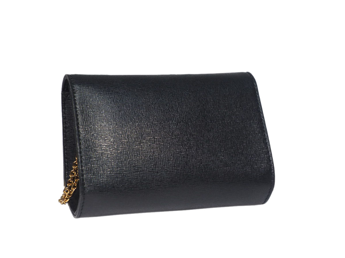 Fendi 8M0322 Studded Monster Black Calf Leather Multifunction Wallet on Chain Gold Hardware - Image 4