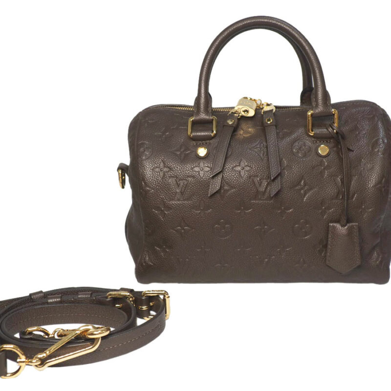 Louis Vuitton M40761 Chocolate/ Earth Monogram Empreinte Speedy 25 Bandouliere Tote/ Sling Bag(SP2182)