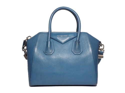 Givenchy Signature Antigona Small Size in Blue Calf Leather Silver Hardware