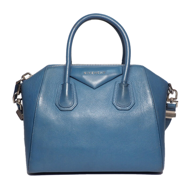 Givenchy Signature Antigona Small Size in Blue Calf Leather Silver Hardware