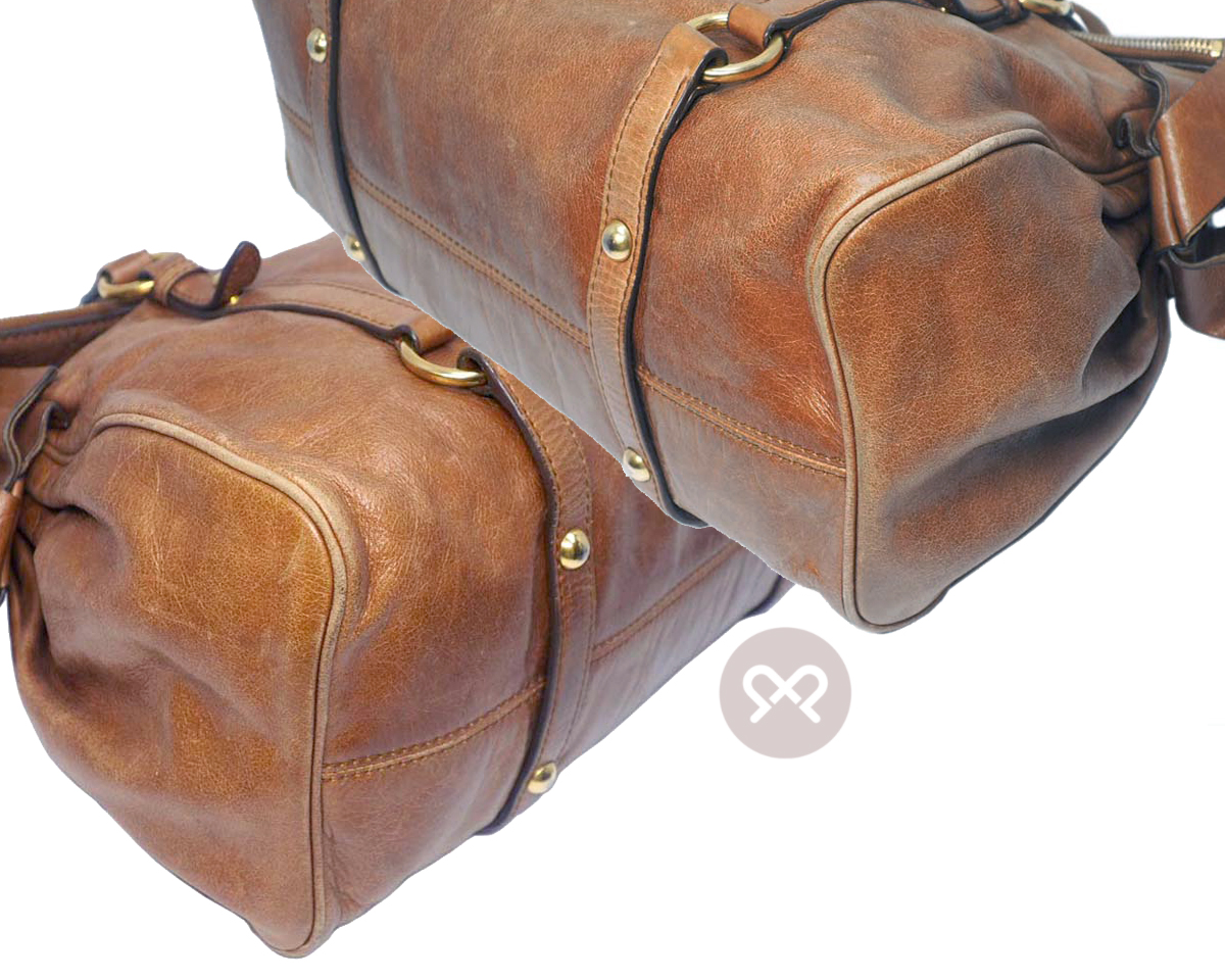 Miu Miu Brown Mughetto Distressed Vitello Lux Medium Bow Bag with Strap GHW - Image 7