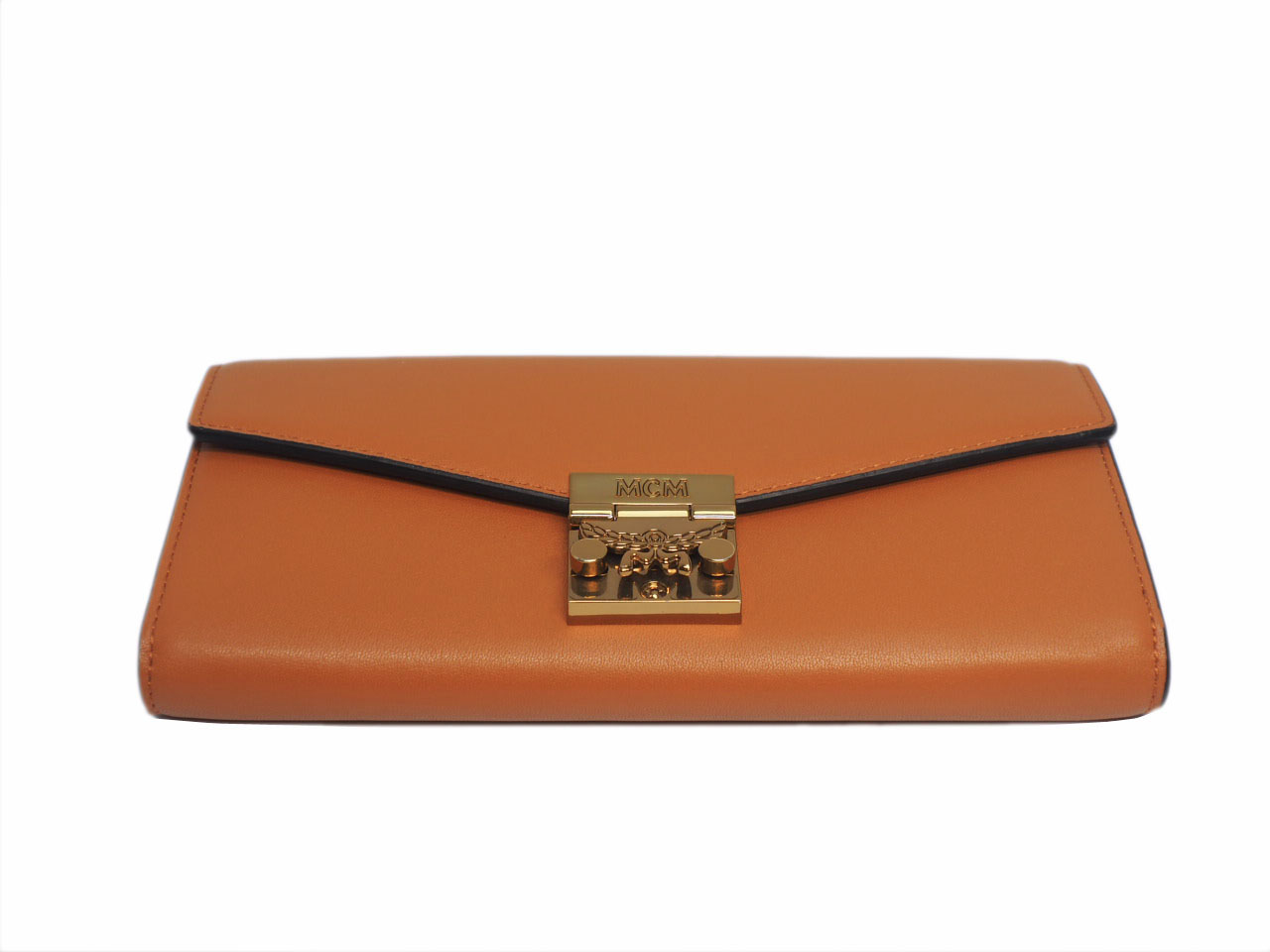 MCM Patricia Cognac Clutch Bag Wallet On The Chain CrossBody Flap Wallet - Image 6