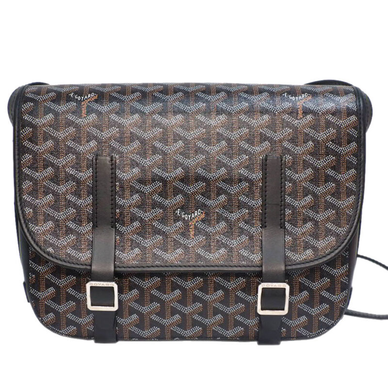 Goyard Black Chevron Print Coated Canvas Belvedere MM Messenger Bag