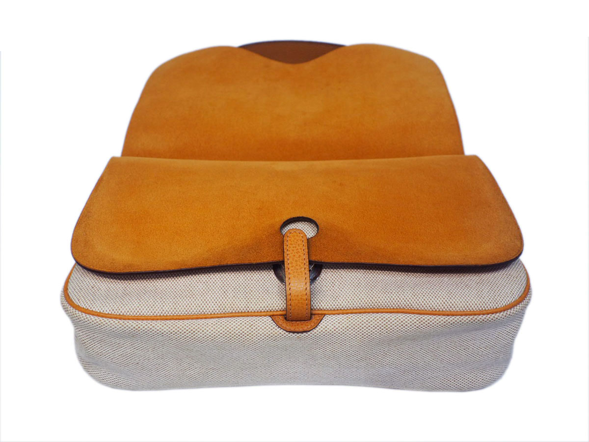 Hermes Toile Beige/ Gold Leather Colorado MM 'I' Stamp 3-way bag - Image 7