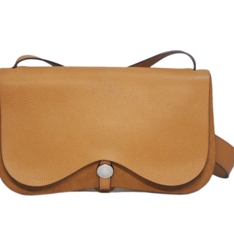 Hermes Toile Beige/ Gold Leather Colorado MM 'I' Stamp 3-way bag