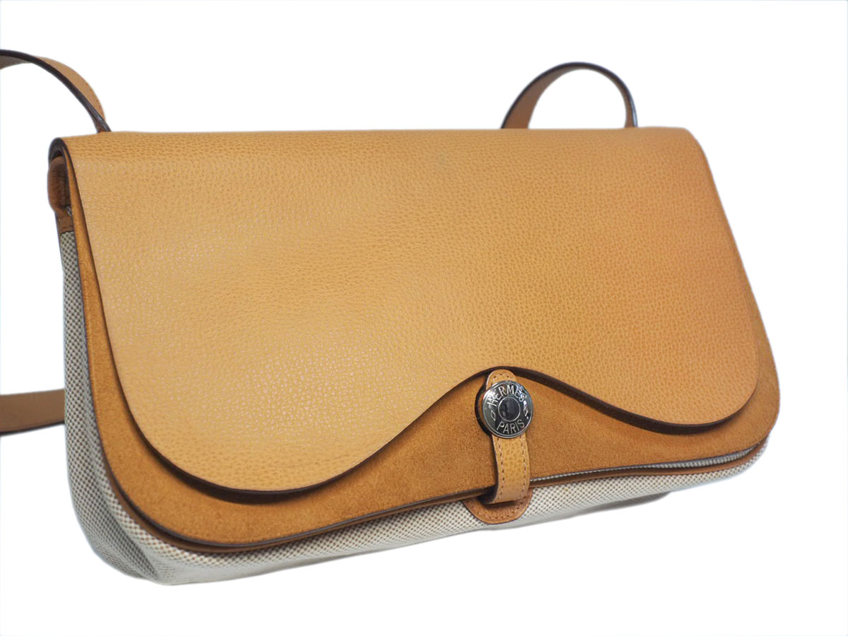 Hermes Toile Beige/ Gold Leather Colorado MM 'I' Stamp 3-way bag - Image 4