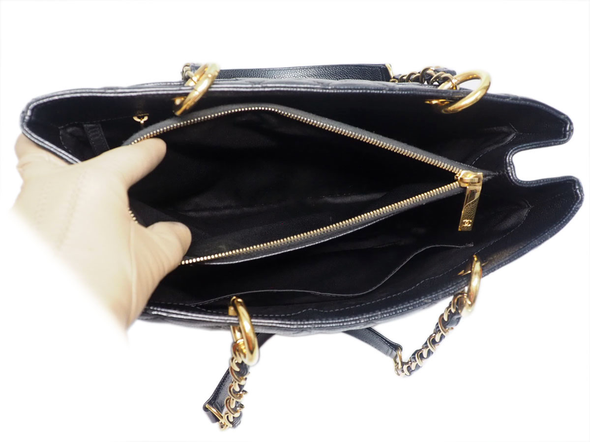 Chanel 15918235 Black Caviar Grand Shopping Tote Gold Hardware - Image 12