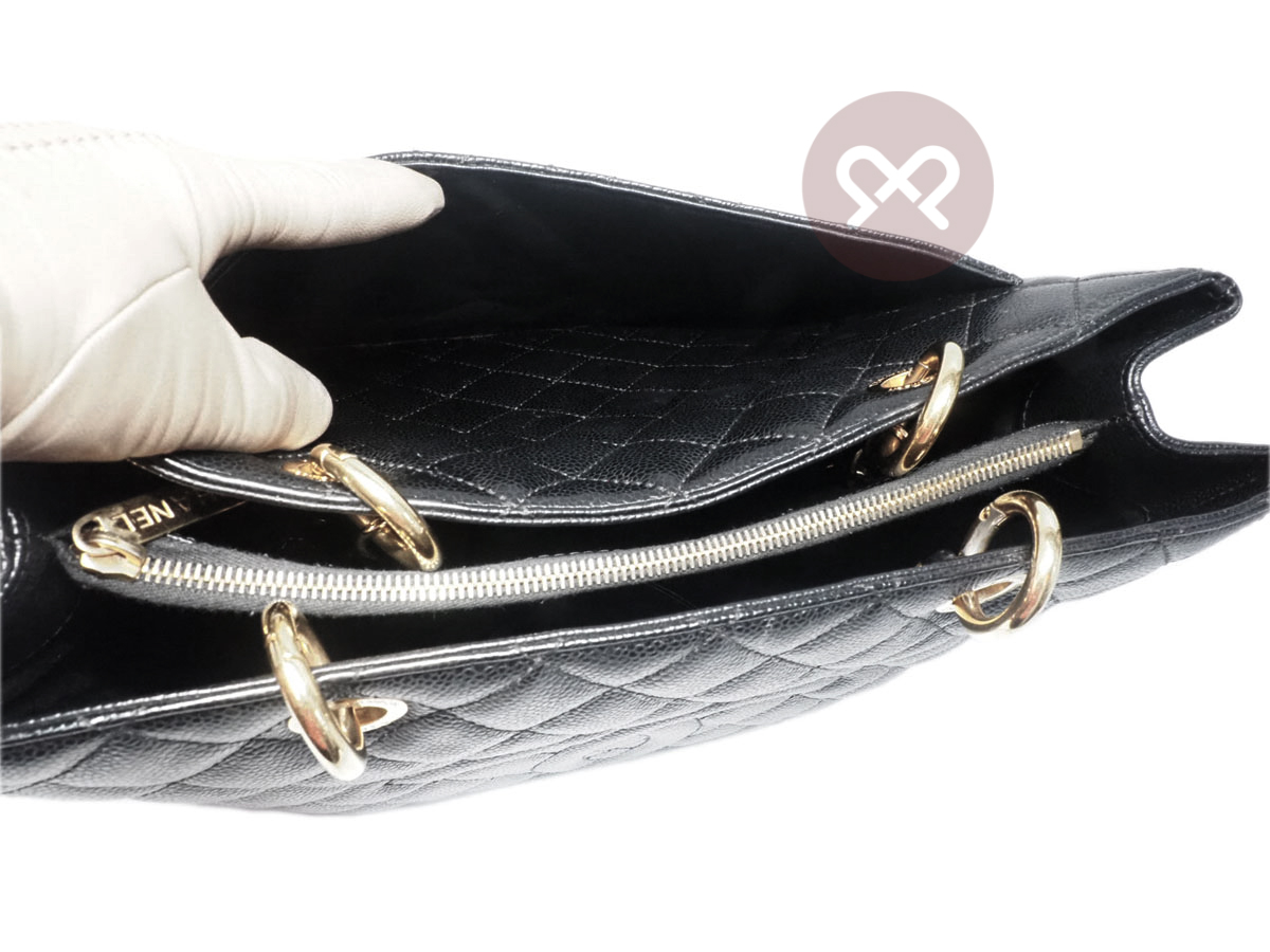 Chanel 15918235 Black Caviar Grand Shopping Tote Gold Hardware - Image 13