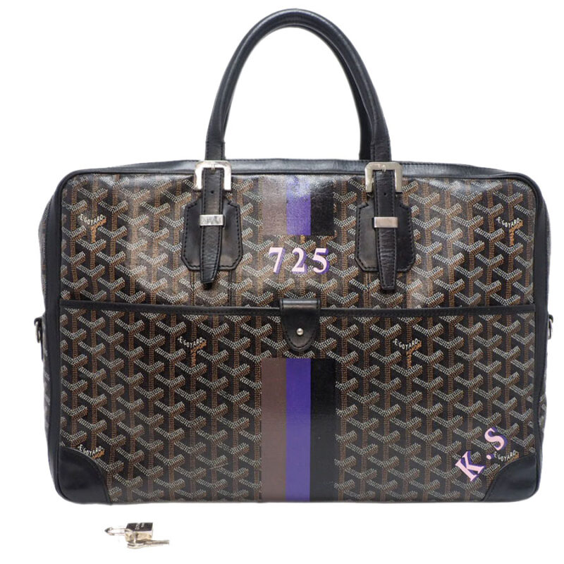 GOYARD Ambassador Black Calf/ Black Multi Coated Canvas Leather Business Bag