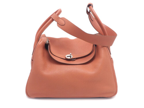 Hermes Lindy 34cm Rose Tea Clemence R Stamp Palladium Hardware Shoulder/ Tote Bag