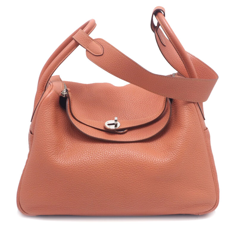 Hermes Lindy 34cm Rose Tea Clemence R Stamp Palladium Hardware Shoulder/ Tote Bag