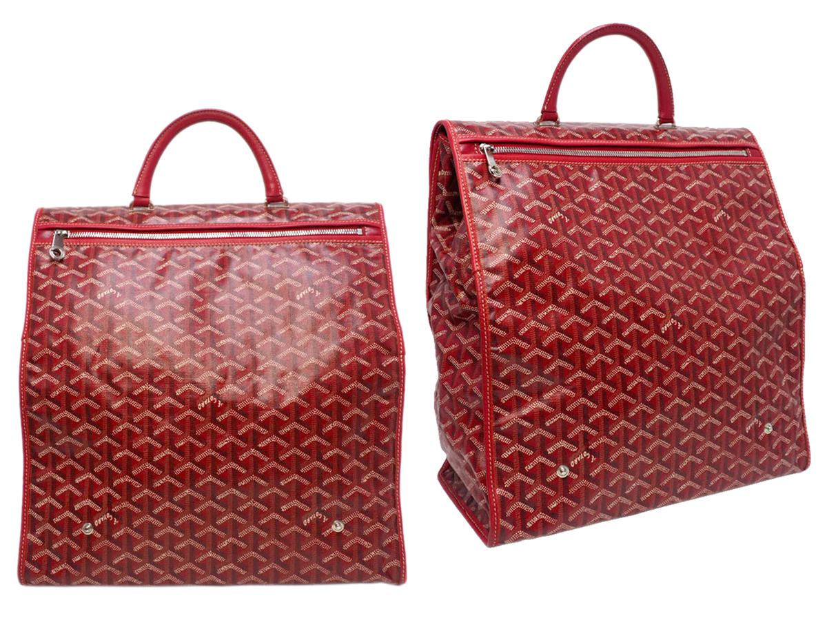 GOYARD Red Leather / Prints Canvas Sainte Lucie Folding Bag - Image 5