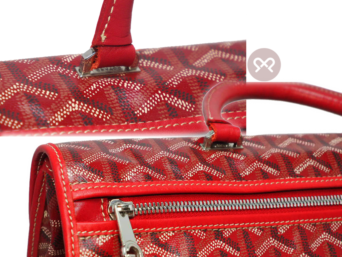 GOYARD Red Leather / Prints Canvas Sainte Lucie Folding Bag - Image 12