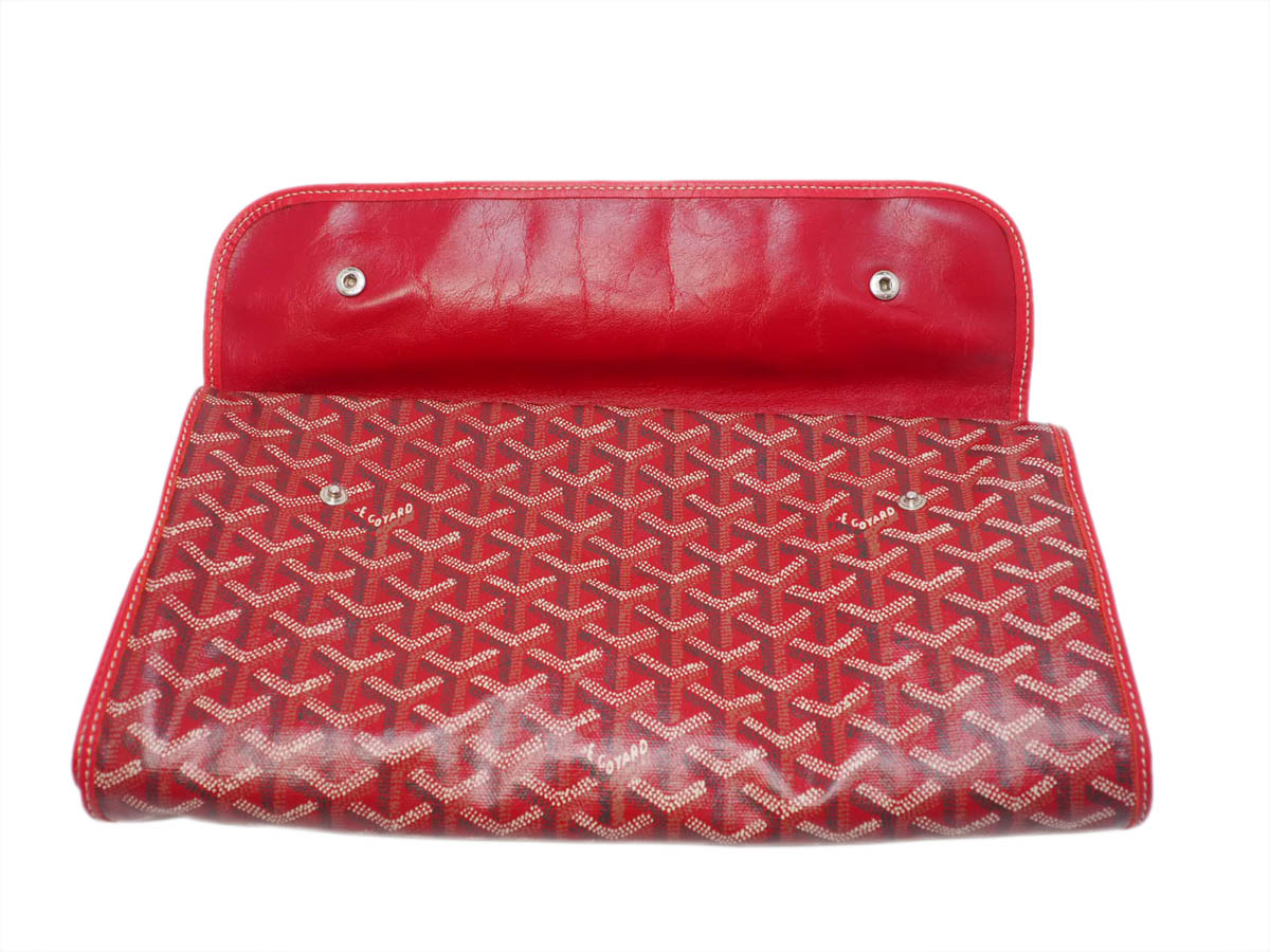 GOYARD Red Leather / Prints Canvas Sainte Lucie Folding Bag - Image 9