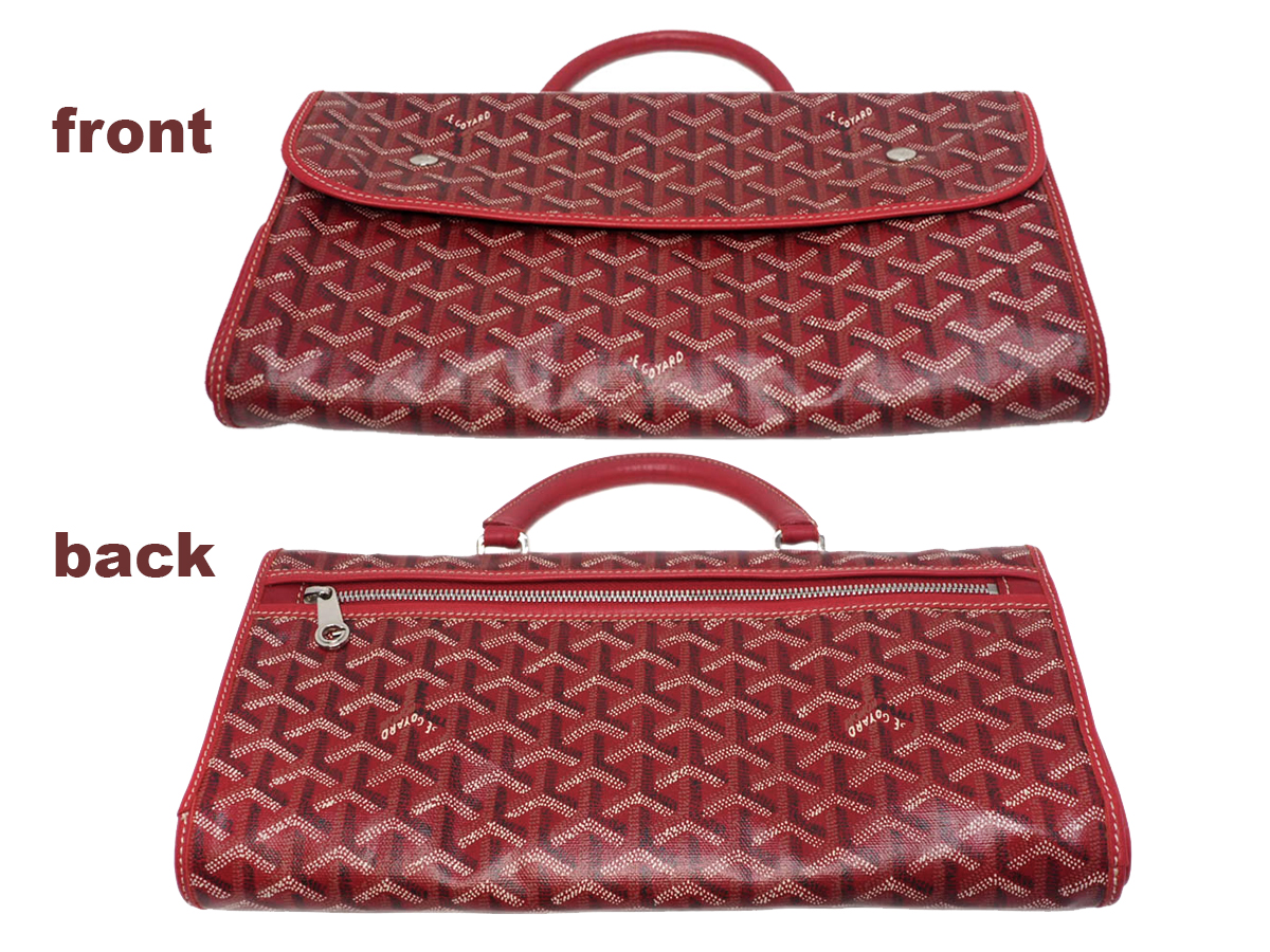 GOYARD Red Leather / Prints Canvas Sainte Lucie Folding Bag - Image 7
