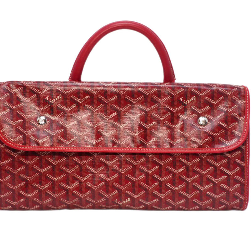 GOYARD Red Leather / Prints Canvas Sainte Lucie Folding Bag